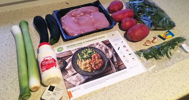The ingredients for one Hello Fresh meal.