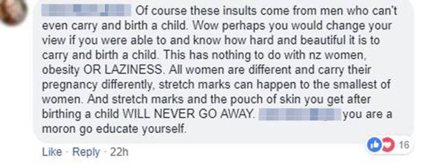 One woman hit out at men who insulted the stretch-marked mother. Photo / Facebook