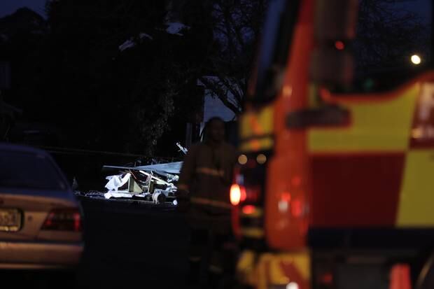 The scene of the explosion on Don Buck Drive reportedly shattered the windows of some neighbouring properties. Photo / Michael Craig