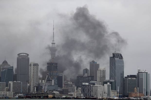 Thick black smoke can be seen across the city. Photo / Michael Craig