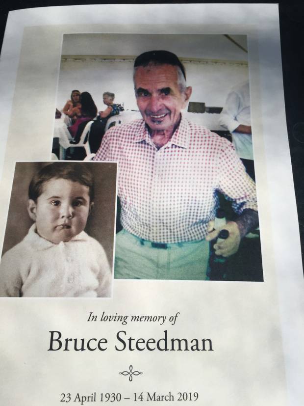 The order of service at Bruce Steedman's funeral. Photo / supplied
