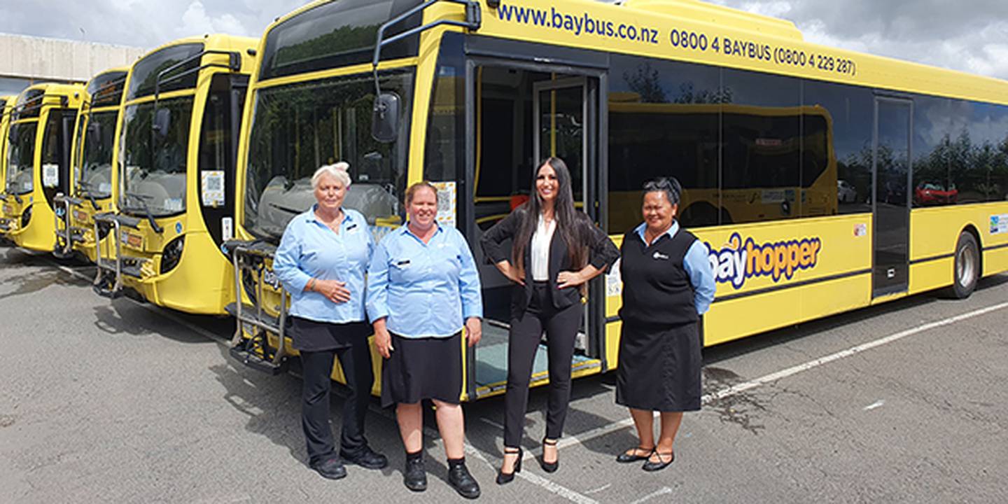 L-R: Yvonne Meachen (Bus and Tutor Operator), Jenni-lee McNamara (School Bus Operator and Health & Safety Committee Representative), Toni Daynes (Regional Manager (Bay of Plenty) and Chair of the Health & Safety Committee), Antoinette Manuel Jose (Bus and Tutor Operator). Photo / Supplied. 