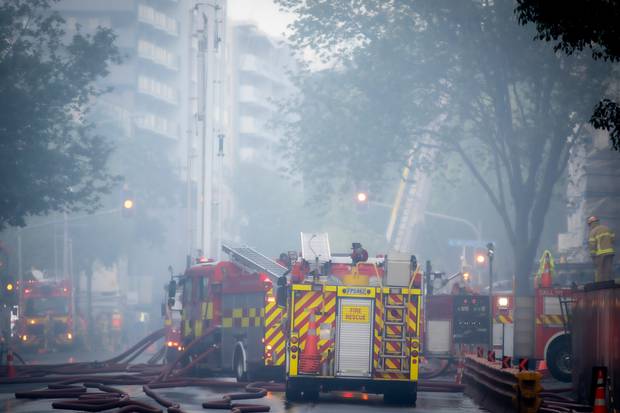 Thick smoke lingered in the city centre for several days. Photo / Michael Craig