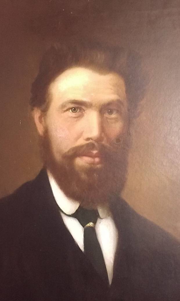 A painting of John Meikle, who suffered a broken leg in the car crash on his farm near Timaru in South Canterbury.