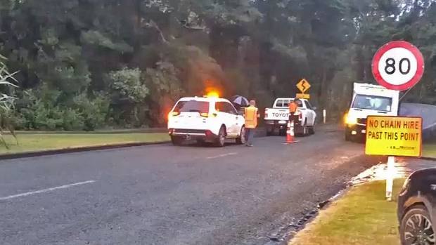 Emergency services attend the scene of the crash.