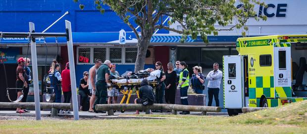 One man involved in the gang brawl is thought to be transported to the HB hospital. 