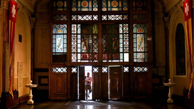 Gonzalo Dezerega enters La Merced Catholic Church in Santiago, Chile. Dezerega, 55, says Abel Perez, a Marist brother, raped him at the Alonso de Ercilla Institute locker rooms and showers. Photo / AP