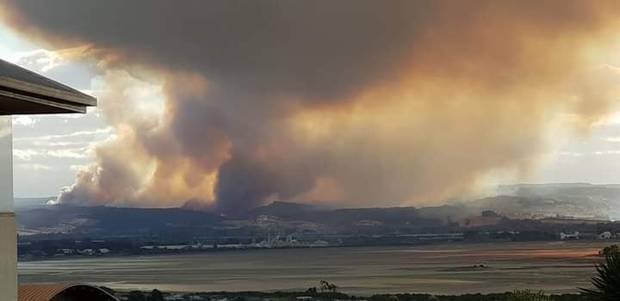 The fire pictured on Tuesday afternoon. It has since doubled in size overnight. Photo / Tasman-Marlborough Fire Area.