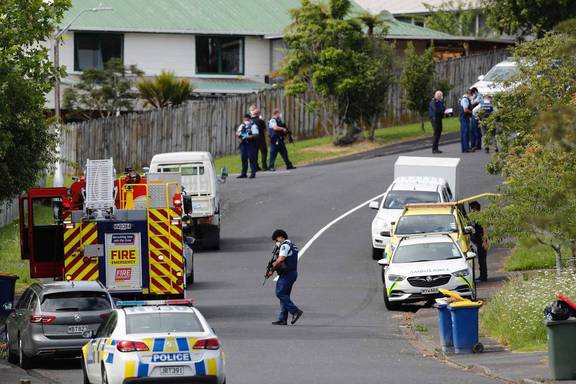 Three officers were shot and injured following a firearms incident in Glen Eden. Photo / Dean Purcell