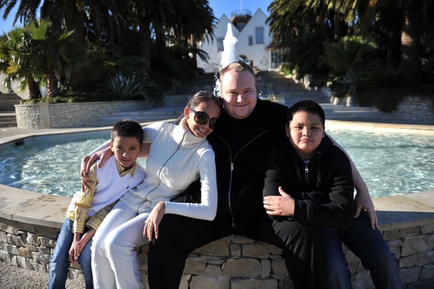 Mona and Kim Dotcom during their marriage, with her brothers Auji (left) and Nelvien. Photo / Supplied