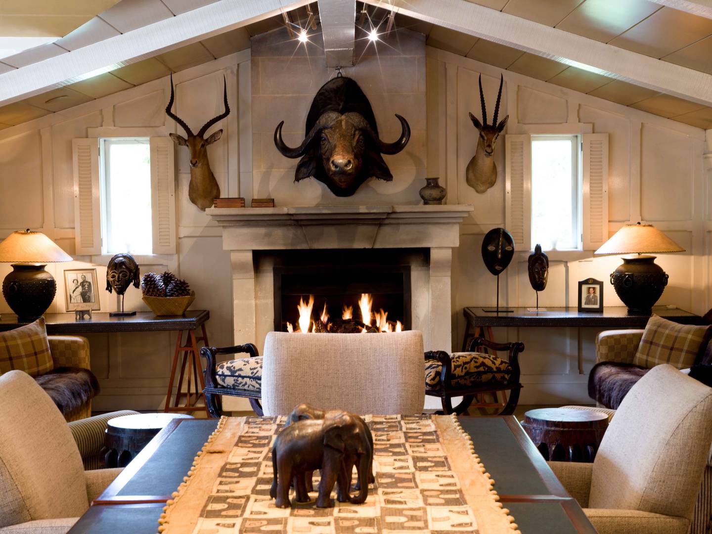 The Trophy Room is just one of the dining locations at Taupo's Huka Lodge. Photo / Supplied