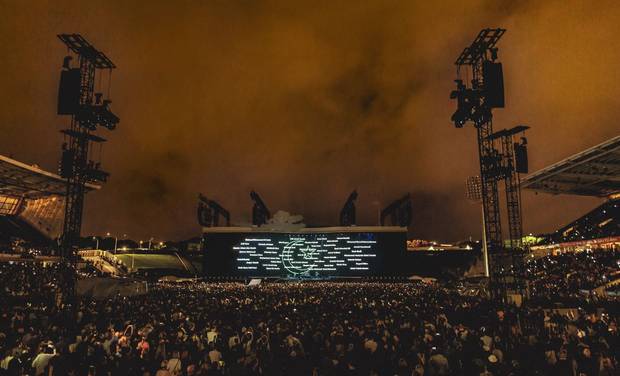 U2's 1991 track One played while the names of the Christchurch mosque attack victims were displayed. Photo / Supplied