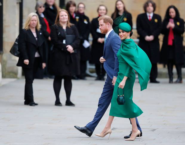 Prince Harry and Meghan, the Duchess of Sussex arrive to attend the annual Commonwealth Day service at Westminster Abbey in London. Photo / AP