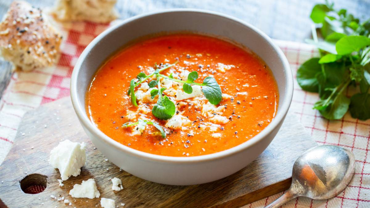 Roast capsicum soup with goat's cheese - NZ Herald