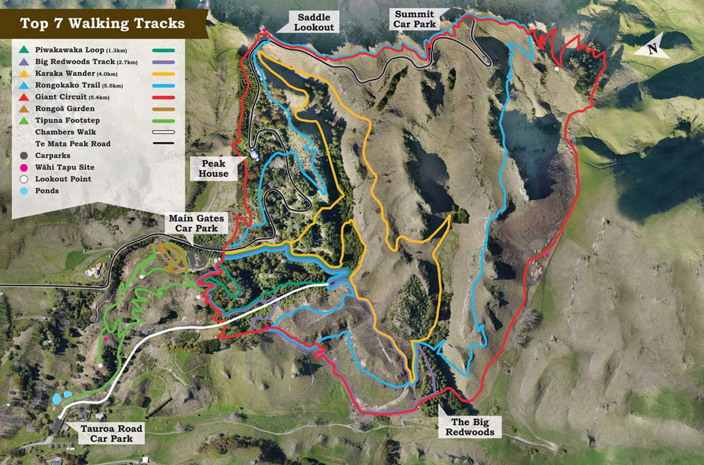 A map has been made to include Te Mata Park's new trails and attractions around the Peak. Photo / Supplied