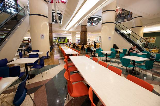 Empty tables at Atrium Foodcourt during lunch hour. Photo / Brett Phibbs