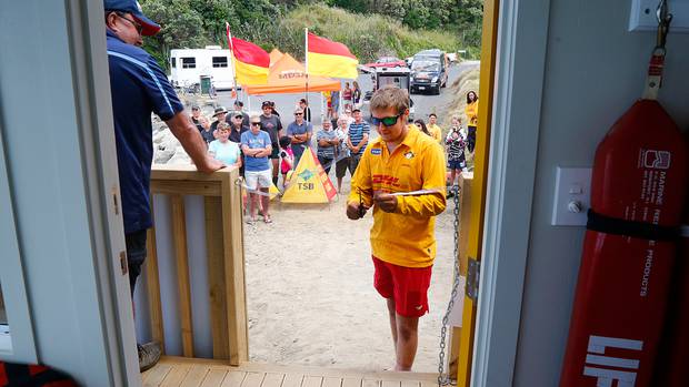 Lifeguard Matthew Newell was to the fore when the Kai Iwi surf lifeguard watchtower opened in 2017. Photo / File