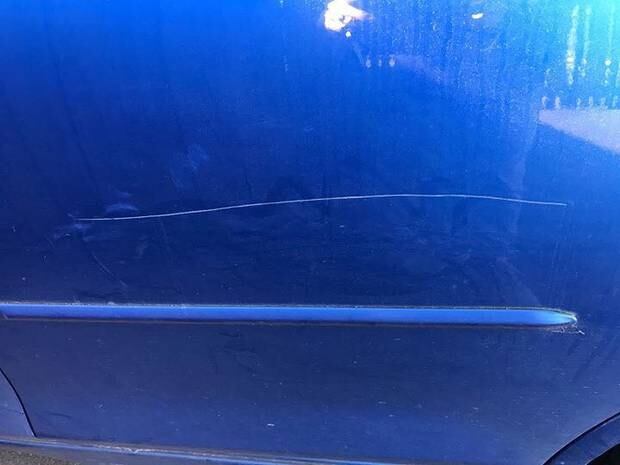 Nick Laing said his entire car was keyed after he parked in a disability spot. Photo / Nick Laing