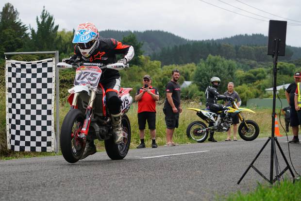 Tarbon Walker set the fastest time at the Okoia Hill Climb on Thursday, one of the resurrected events by the Wanganui Motorcycle Club to create Whanganui Speed Week.