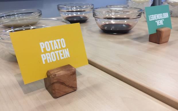 Some of the ingredients used to make the Impossible Burger. Photo / Jamie Morton