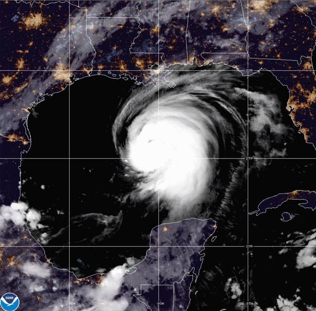 This satellite image released by the National Oceanic and Atmospheric Administration (NOAA) shows Hurricane Laura churning in the Gulf of Mexico. Photo / AP