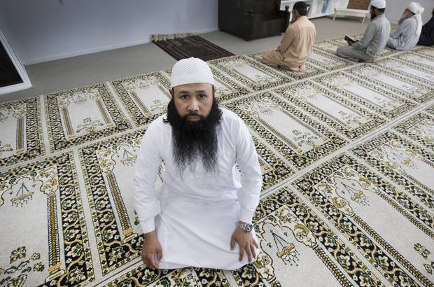 Reza Abdul-Jabbar welcomes visitors to his mosque. Picture / Brett Phibbs. 