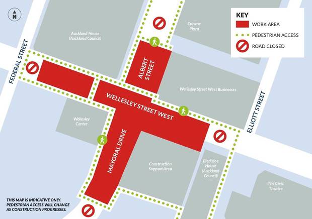 The new road closures. Graphic / Auckland Council
