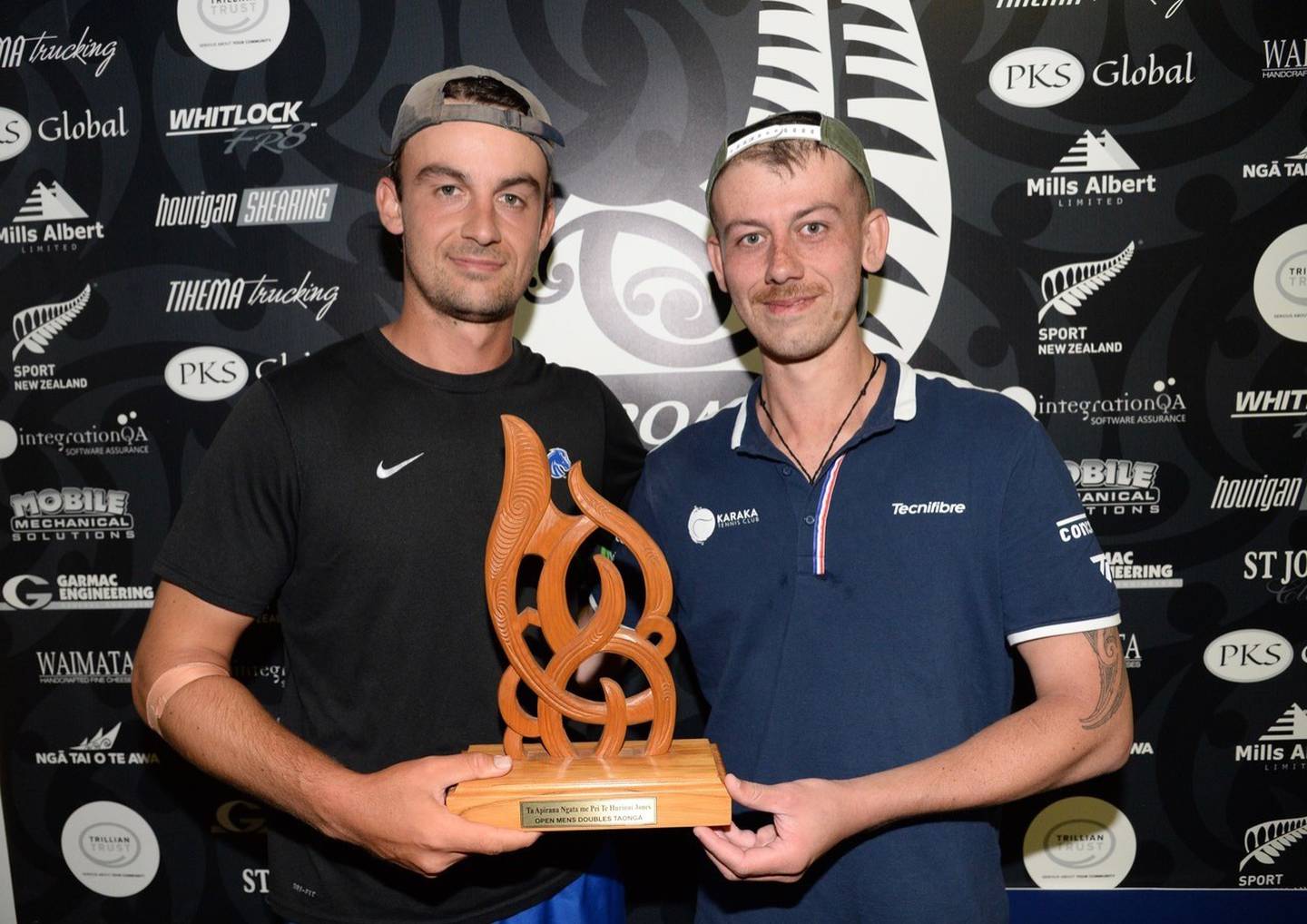 Whanganui brothers Kyle and Sam Butters claimed the men's doubles title at the Aotearoa Māori Tennis Championships this week. Kyle also the men's singles title for the seventh time and the mixed doubles for the fourth with sister Paris Butters. Photo / Supplied