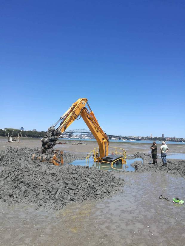 Digger Stuck In The Mud For Three Days At Auckland Beach
