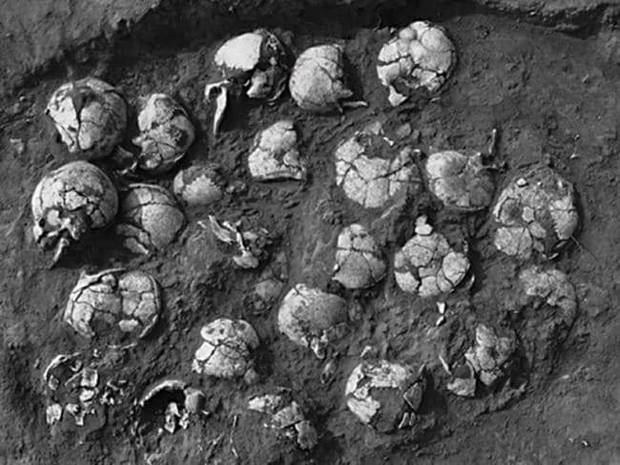 A sacrificial pit of human skulls discovered at Shimao. The people sacrificed may have been captives captured in war. Photo / supplied 