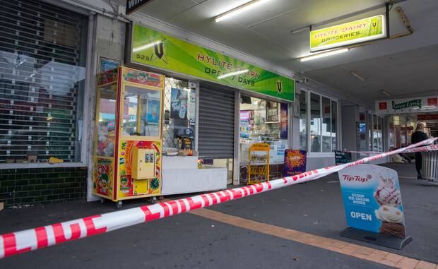 The Hylite Dairy, Surrey Cres, Grey Lynn, Auckland, where two workers were stabbed in a suspected robbery gone wrong last night. Photo / Peter Meecham
