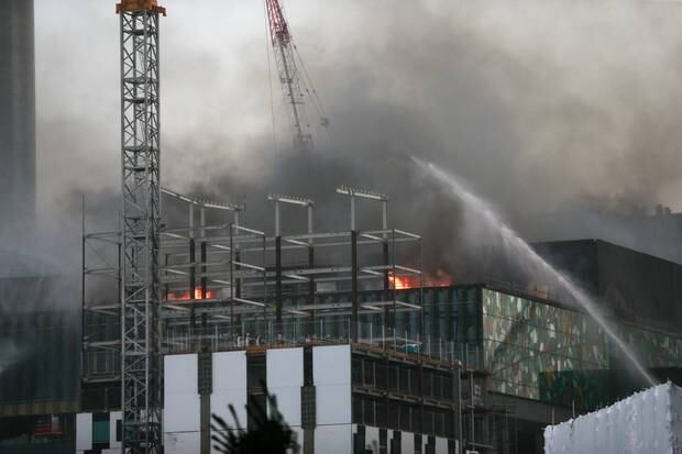 The fire caused major disruptions in central Auckland for several days. Photo / Alex Burton