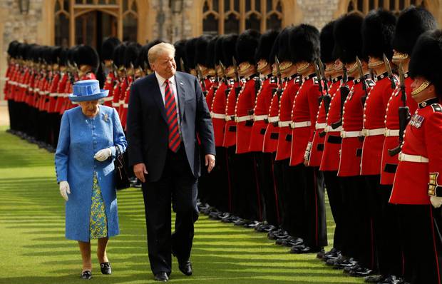 Queen Elizabeth II inspects the Guard of Honour with President of the United States, Donald Trump at Windsor Castle. Photo / Getty Images