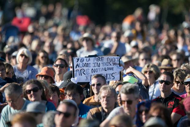 A vigil in Hagley Park, Christchurch, on March 24, 2019, to remember the victims of the terror attacks nine days earlier. Photo / Mike Scott