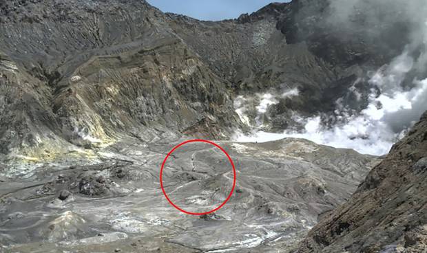 People can be seen inside the crater just before the eruption. Photo / GeoNet