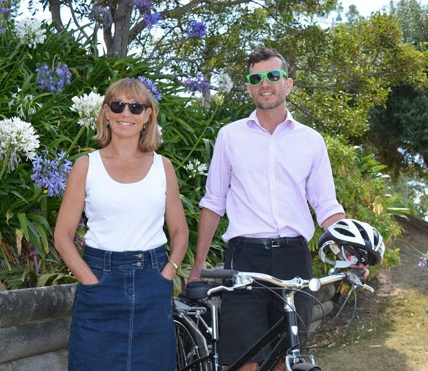 Arthritis New Zealand educator Lori Davis (left) and Whanganui District Council active transport facilitator Norman Gruebsch worked on the launch of the Cycle Forward programme.