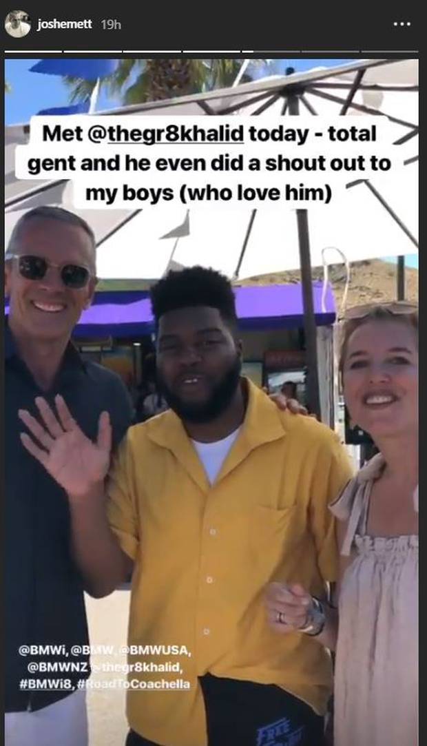 Josh Emett, Khalid and Helen (Emett's wife). Photo / Instagram