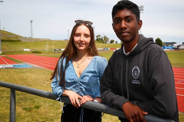 Youth councillors Josie Verhaaren and Ahilan Saravanapavan lead the Vibe music festival in 2017. Photo / Bevan Conley