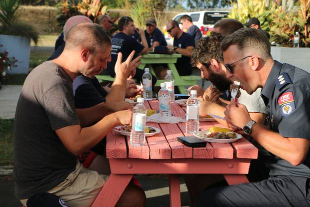 Rapid Relief Team Hawke's Bay co-ordinator Andrew Taylor said the 22 firefighters polished off 6kg of barbecued beef rump. Photo / Supplied