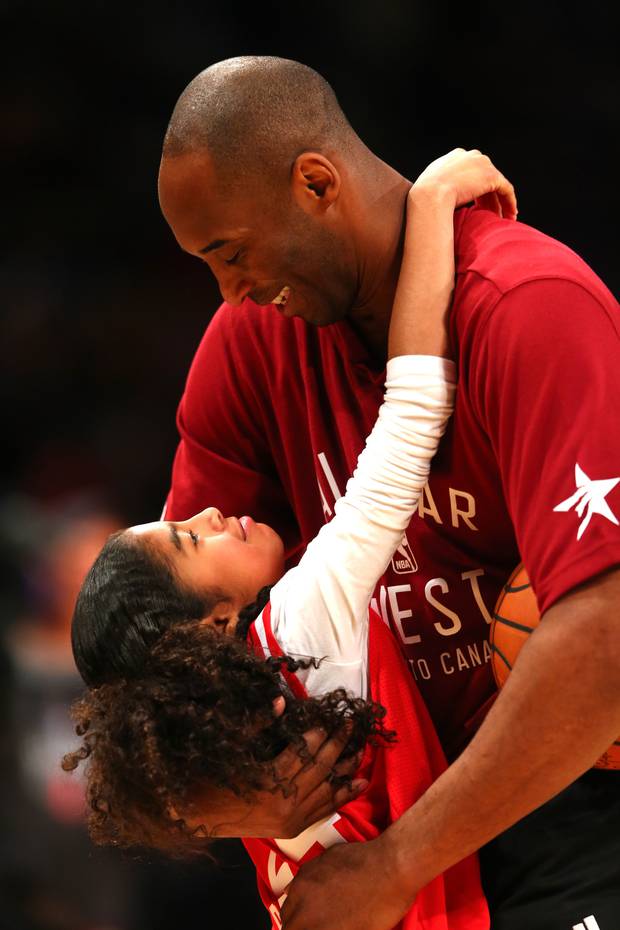 Kobe Bryant and daughter Gianna during the NBA All-Star Game 2016. Photo / Getty