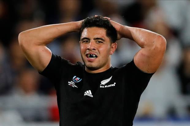 New Zealand's Anton Lienert-Brown reacts after the loss. Photo / AP