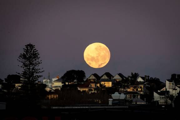 The supermoon pictured over Ponsonby about 7am today. Photo / Michael Craig 