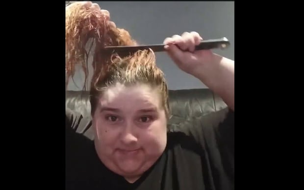 Her hairdresser appointment got cancelled because of the lockdown so did it herself. Photo / Corrie Walker