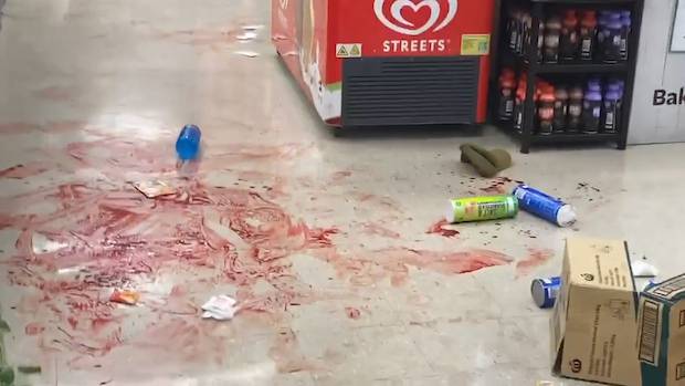 The man left a trail of blood around the supermarket. Photo / Supplied