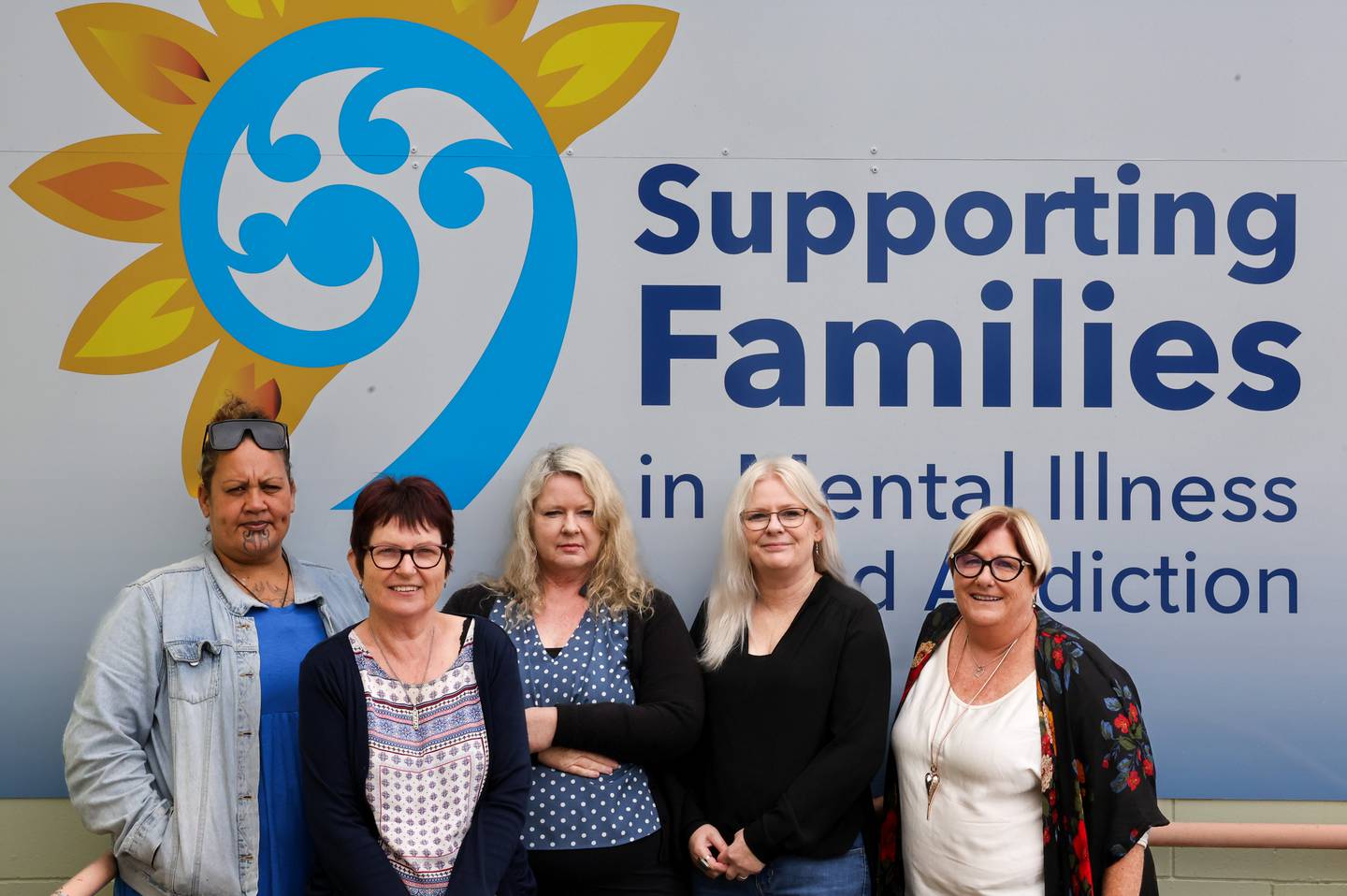 Supporting Families in Mental Illness staff Crystal Taituha (left), Sharon Gutry, Kim Mckelvey, Kate Philips, and Christine Zander-Campbell. Photo / Sonya Holm