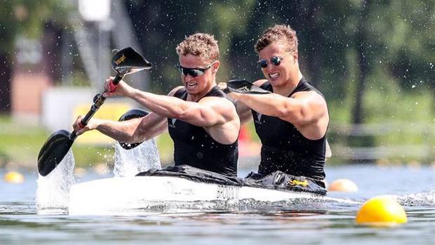 Whanganui paddler Max Brown (left), and Kiwi K2 teammate Kurtis Imrie have made the New Zealand team for the Canoe Sprint World Championships in Hungary in August.