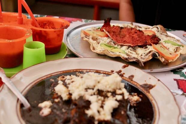 Oaxacan mole is an enchilada with a thick chocolate sauce as well as garlic, onions and other spices. Photo / Supplied