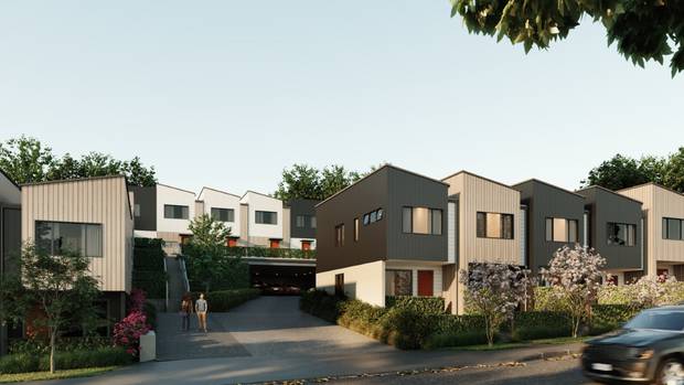 Four Hewlett Rd homes become 36 units under the scheme. Photo / KiwiBuild