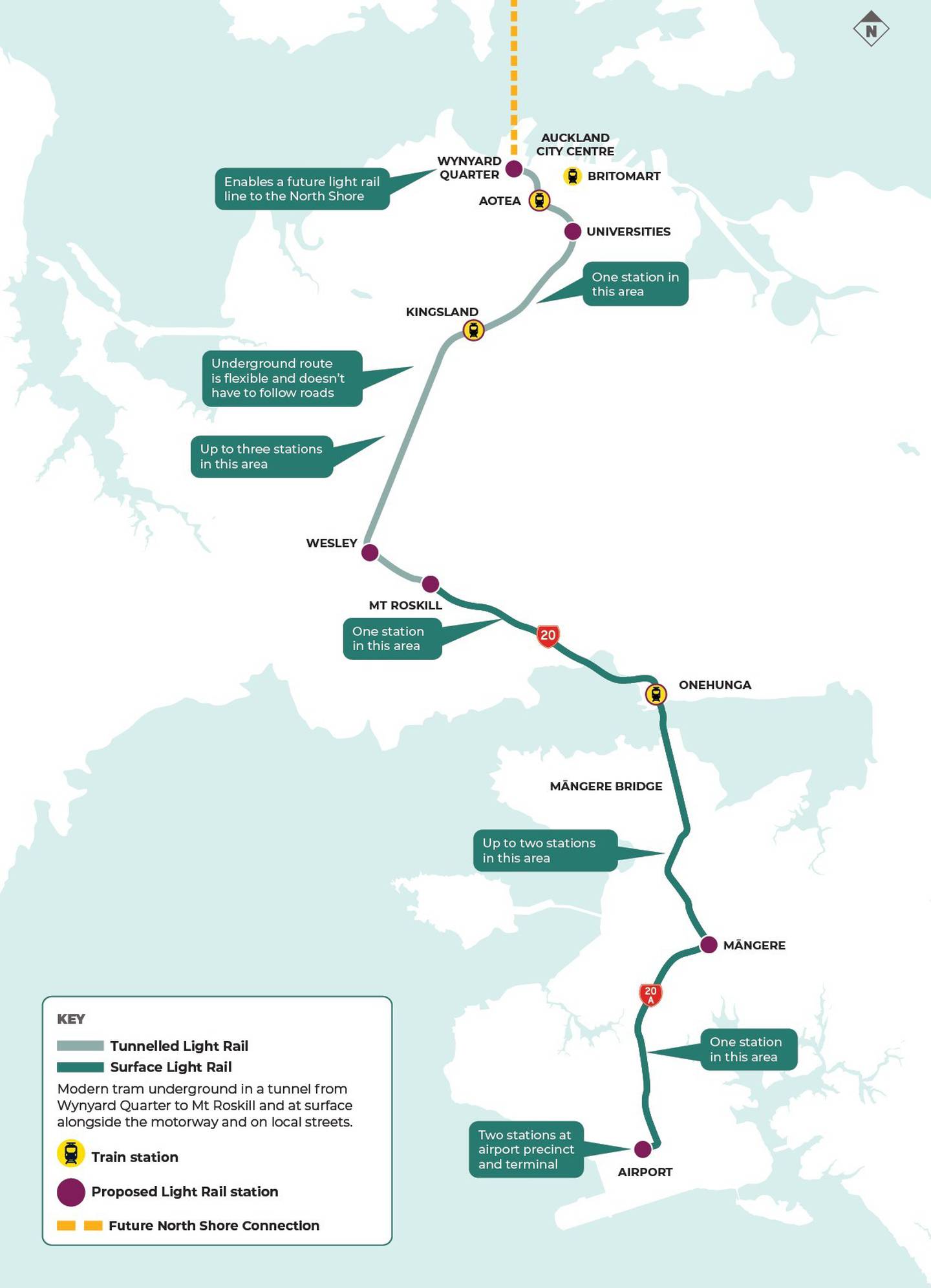 The route of the new light rail line. Image / supplied