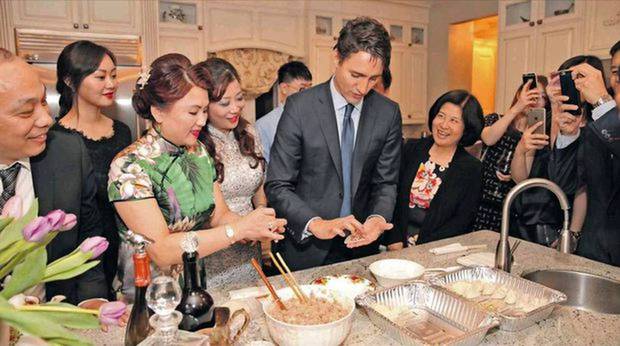 Xiao Hua Gong, or Edward Gong, far left, attending fundraisers with Canada's Prime Minister Justin Trudeau. Photo / Dawa News 